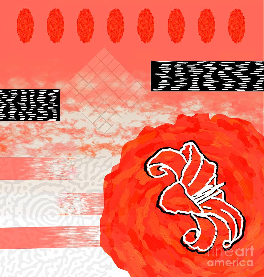 Red Peach Motif Collage Design for Home Decor Digital Art by Delynn Addams