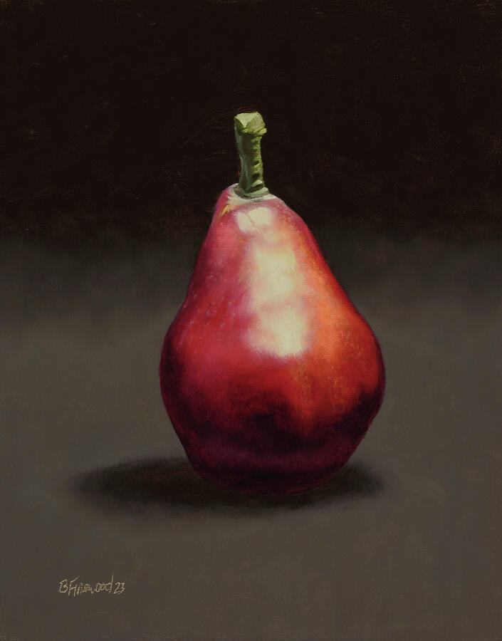 Pear Painting - Red Pear by Bill Finewood