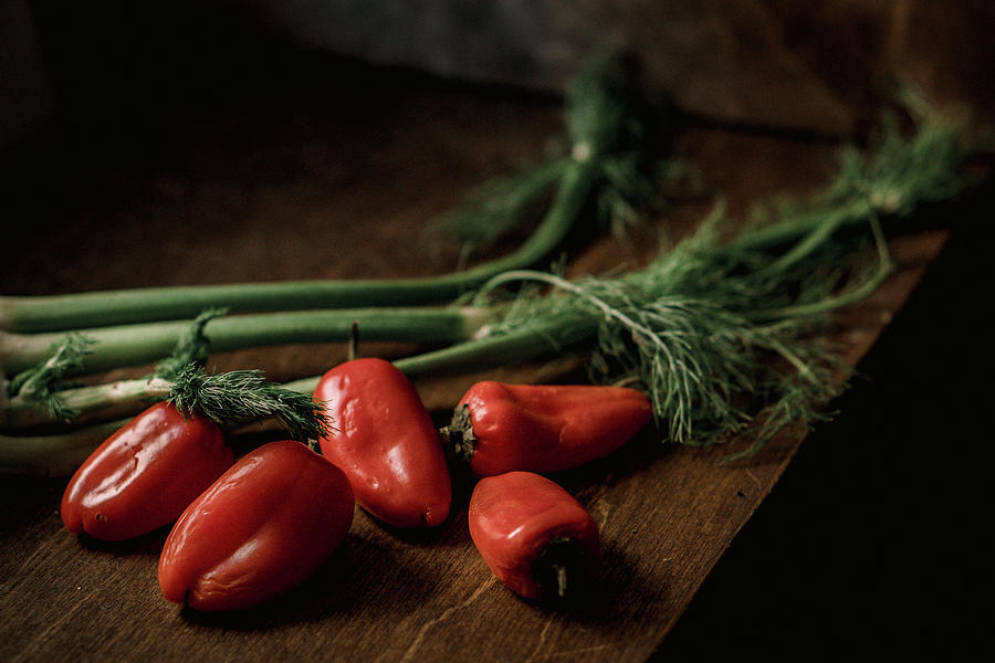 Red Peppers and Fennel Photograph by Iris Greenwell