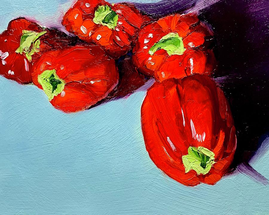 Red Peppers Painting by Lisa Marie Smith