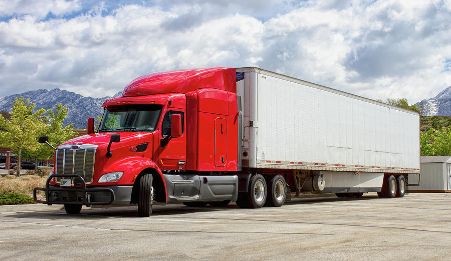 Red Peterbilt Semi Truck With Trailer Photograph by Nick Gray - Fine ...