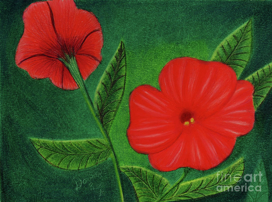 Red Petunias Painting by Dorothy Lee