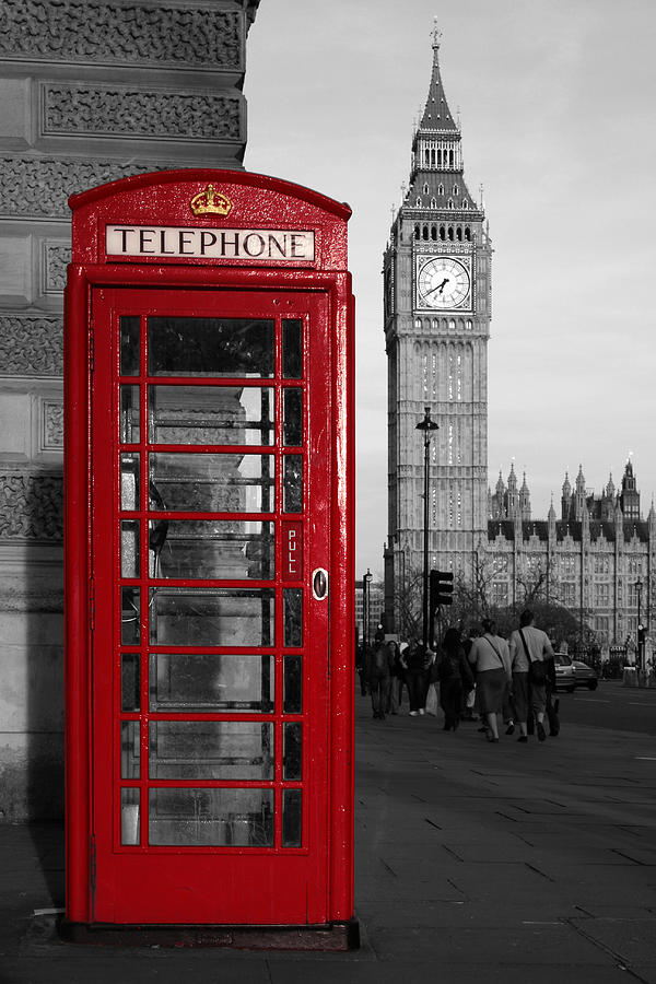 Red phone booth and Big Ben Photograph by Gwengoat