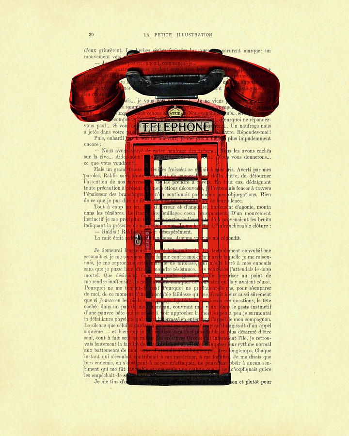 London Digital Art - Red phone booth  by Madame Memento