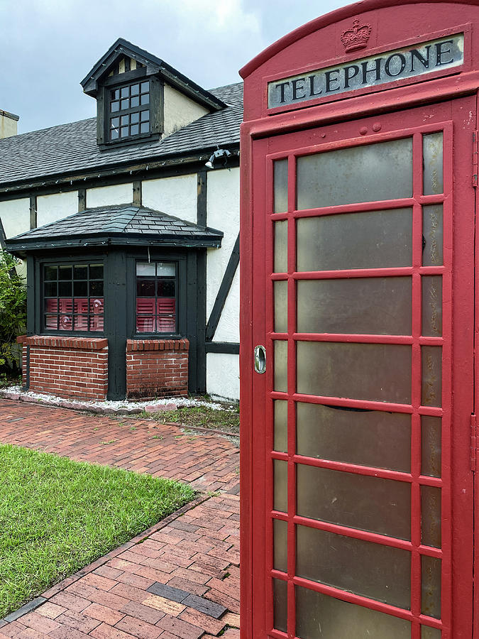 Red Phone Box at Kings Head British Pub, St. Augustine, Florida Photograph by Dawna Moore Photography
