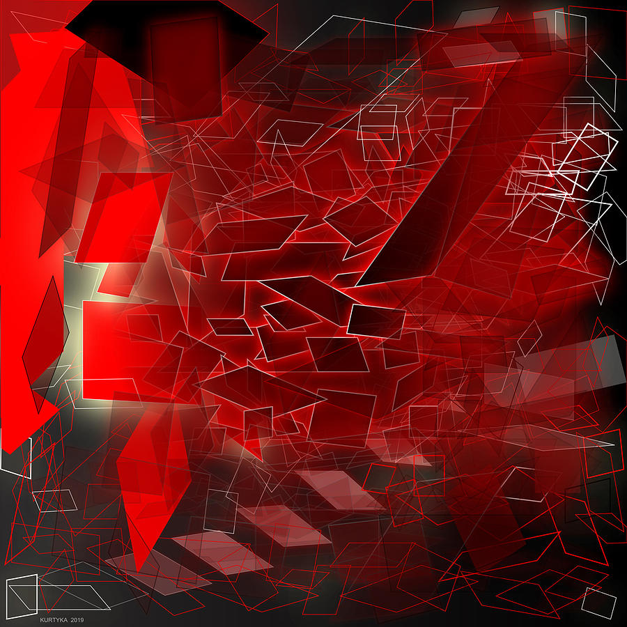 Abstraction Digital Art - Red Pileup  by John Kurtyka