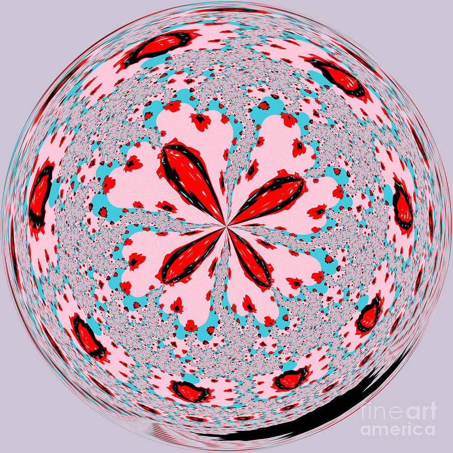 Red Pink and Blue Fractal Orb 24 Digital Art by Elisabeth Lucas - Fine ...