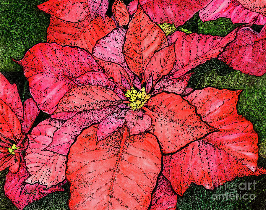 Red Poinsettias Painting