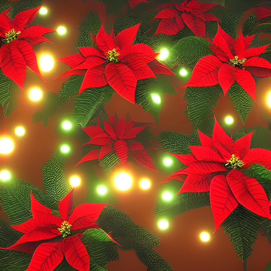 Red Poinsettias Digital Art by Katrina Gunn Red Poinsettias Digital Art by Katrina Gunn