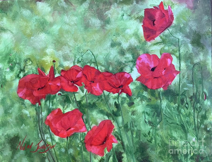 Red Poppies 2020.3 by Marilyn Nolan-Johnson Painting by Marilyn Nolan-Johnson