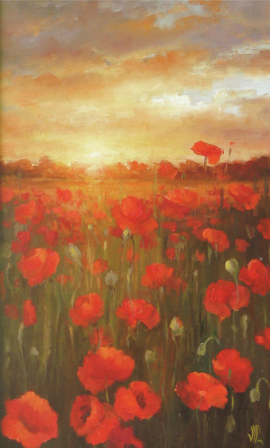 Red poppies at sunset painting by Vali Irina Ciobanu Painting by Vali Irina Ciobanu