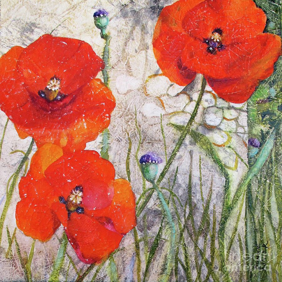 Red Poppies Painting by Bonnie Rinier