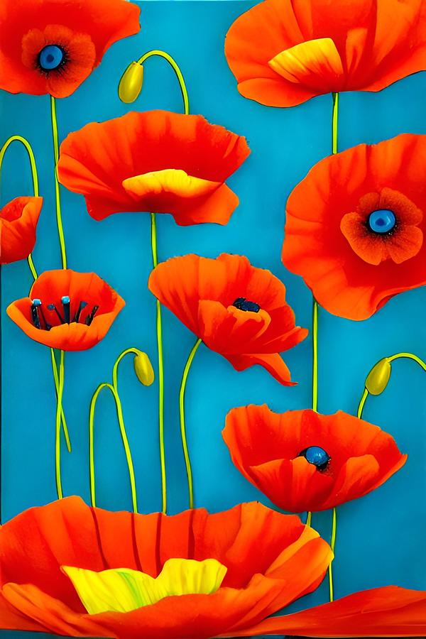 Red Poppies II Painting by Bonnie Bruno