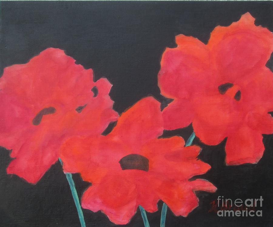 Red Poppies Painting by Kathy Braud