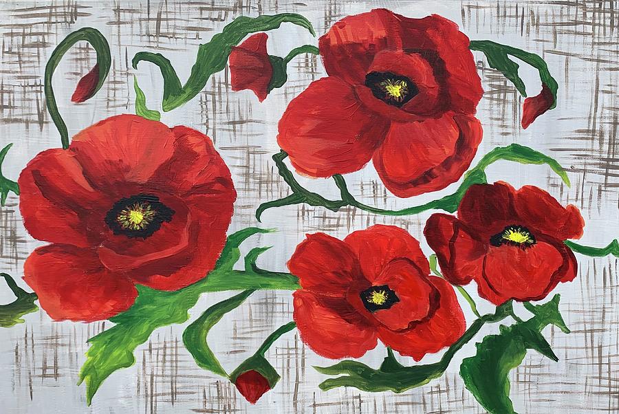 Red Poppy Painting - Red Poppies by Natalia Ciriaco