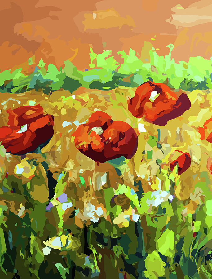Red Poppies Oil on Canvas Digital Art by Long Shot