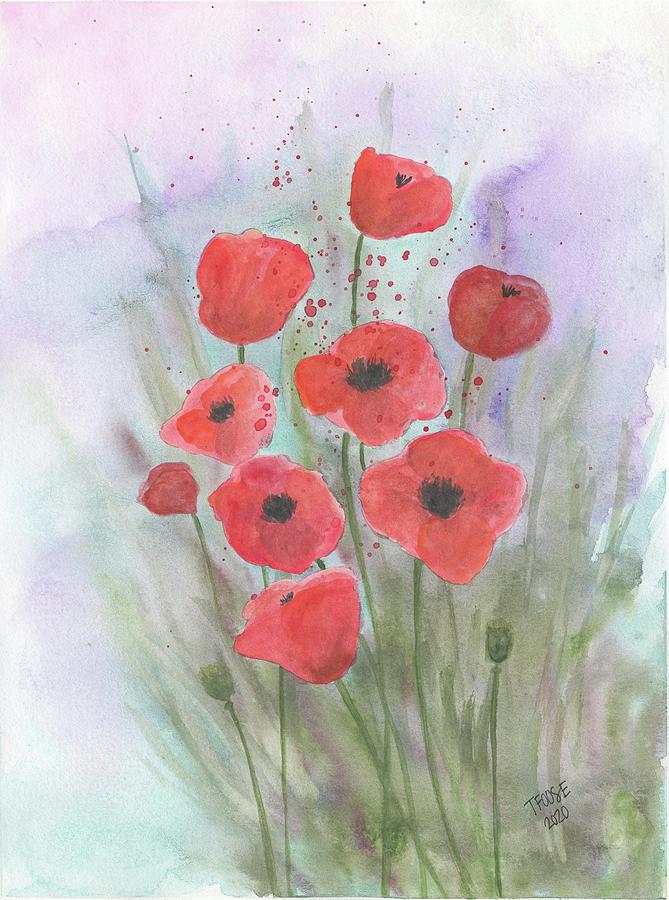 Flower Painting - Red Poppies by Taphath Foose