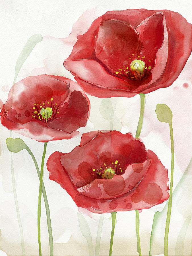 Poppy Painting - Red Poppy #1 by Mauro DeVereaux