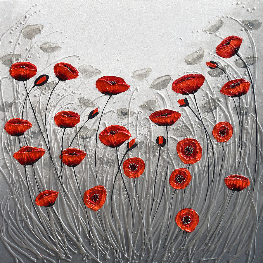 Red Poppy Savanna Painting by Amanda Dagg