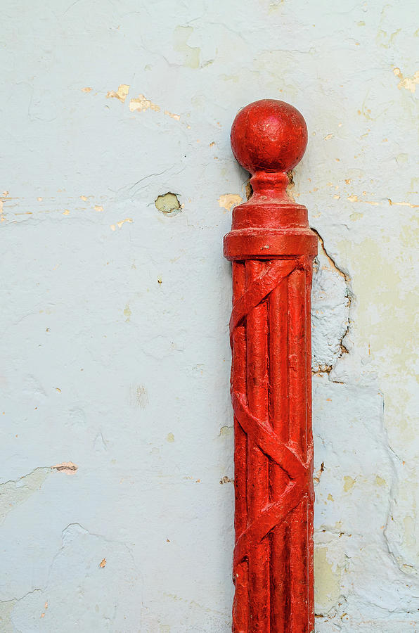 Red post in the wall. Photograph by Rob Huntley