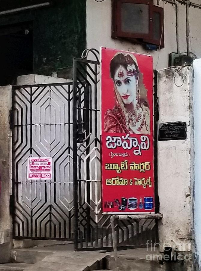 Red Poster in Vjayawada Photograph by Sherry Oliver