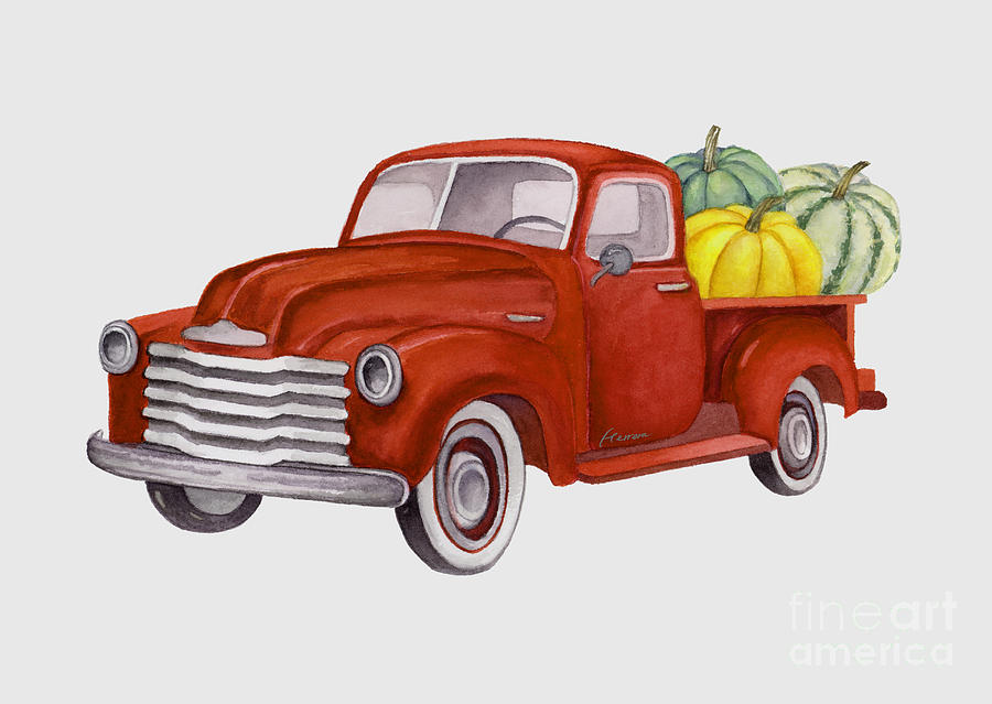 Red Pumpkin Patch Pickup Truck 2 Painting