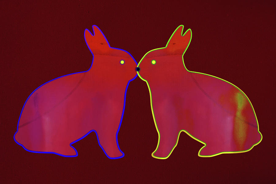 Red Rabbits Painting by Charles Stuart
