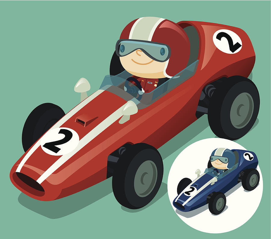 Red Race Car Drawing by Sorbetto