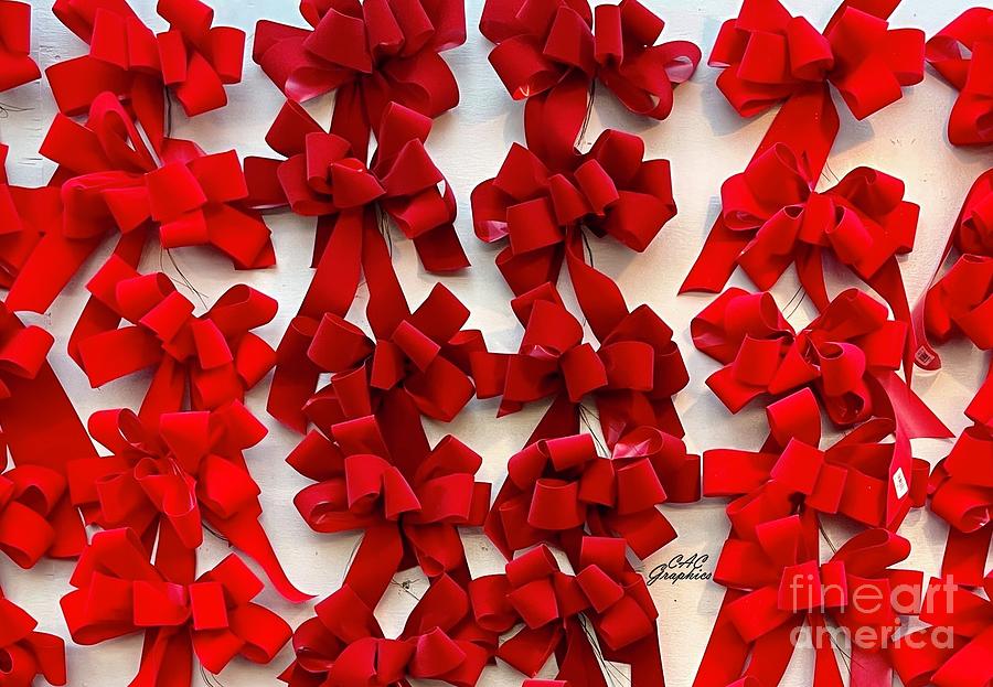 Red Ribbon Wall Photograph by CAC Graphics