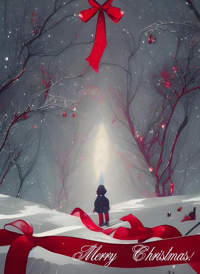 Red Ribbons on the Forest  Digital Art by Beverly Read
