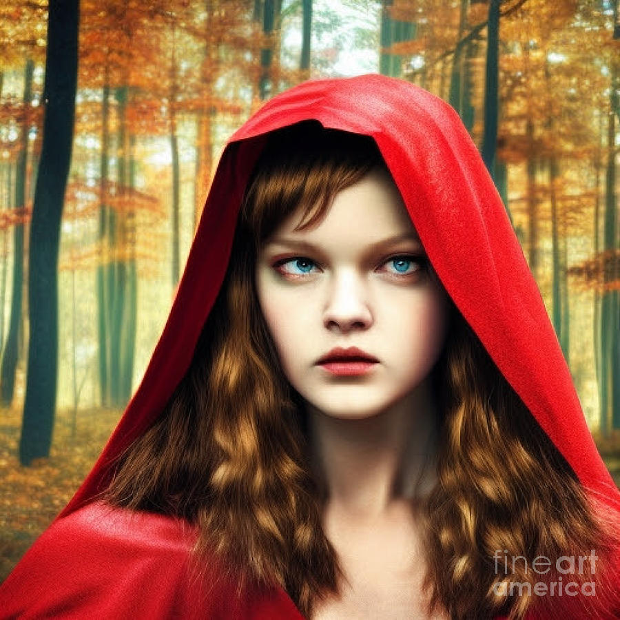 Red Riding Hood By Ai Art Painting By Chris Merchant - Pixels