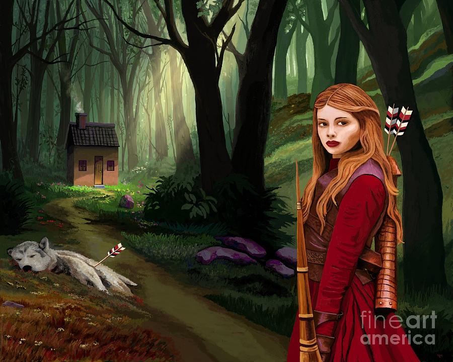 Red Riding Hood Courage Painting by Jackie Case