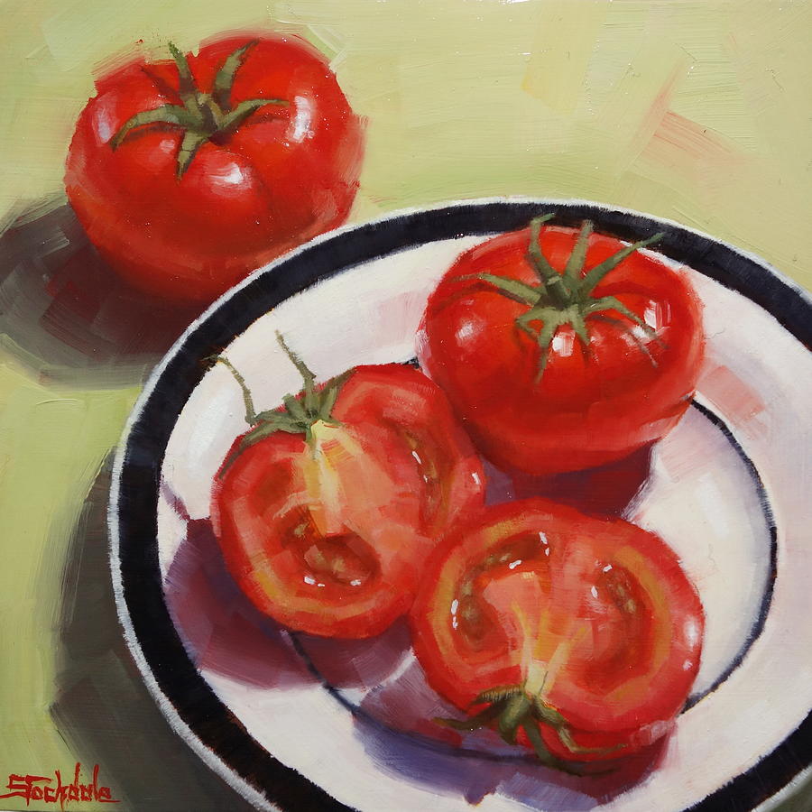 Red Ripe Tomatoes Painting by Margaret Stockdale