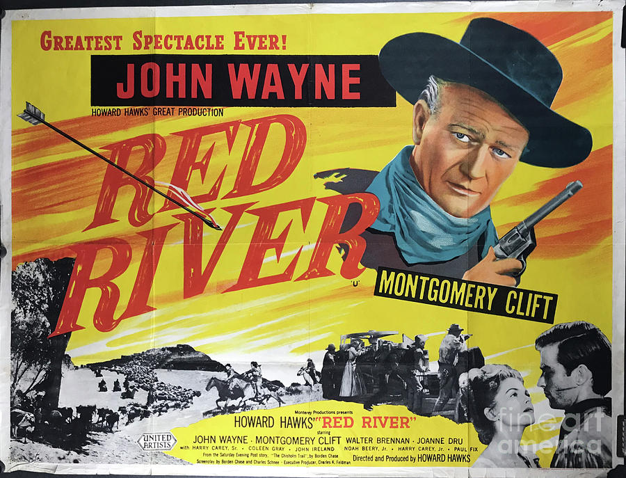 Red River Original John Wayne Western Film Theater Poster Digital Art ...