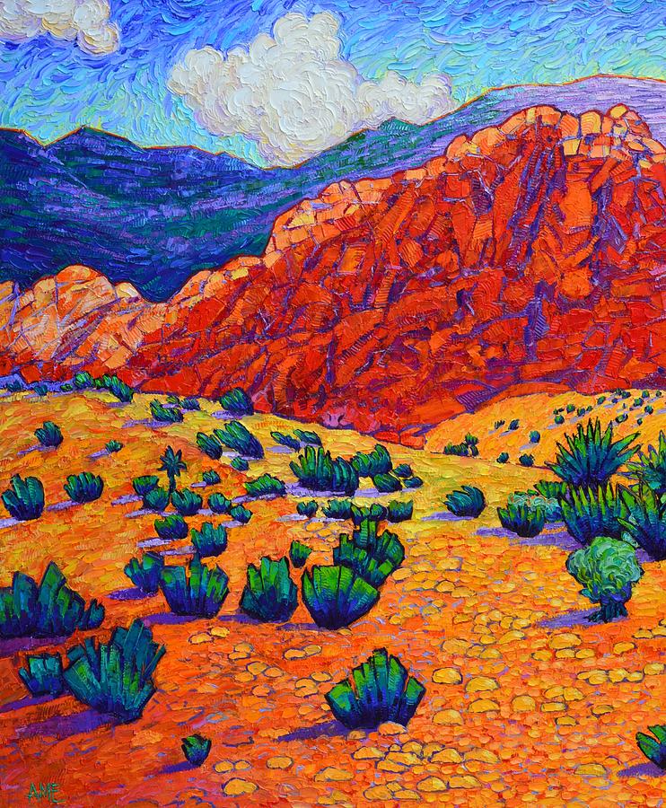 Grand Canyon National Park Painting - RED ROCK CANYON COLORS large painting textural impressionism impasto knife art Ana Maria Edulescu by Ana Maria Edulescu
