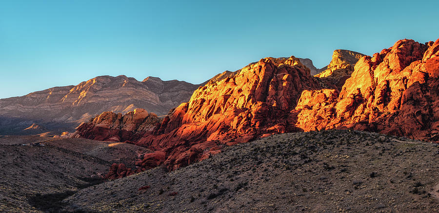 Red Rock Canyon Golden Hour Panorama Photograph by Marianne Campolongo