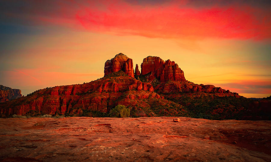 Red Rock Fiery Sunset Photograph by Heber Lopez