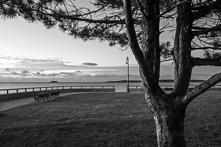 Red Rock Park Sunrise Lynn Massachusetts North Shore Egg Rock Black and White Photograph by Toby McGuire
