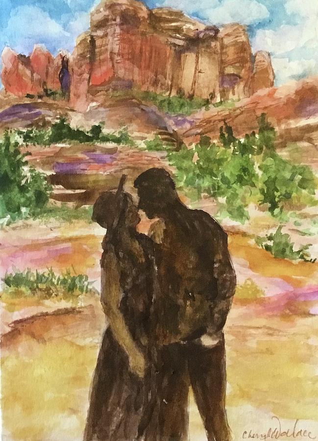 Red Rock Romance Painting by Cheryl Wallace