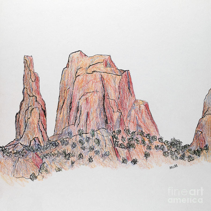 Red Rocks of Sedona Drawing by Garry McMichael