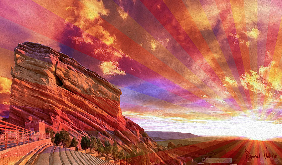 Red Rocks Sunrise Digital Art by Daniel Vallejo