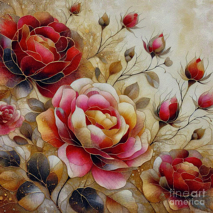 Red Romance Painting by Maria Angelica Maira