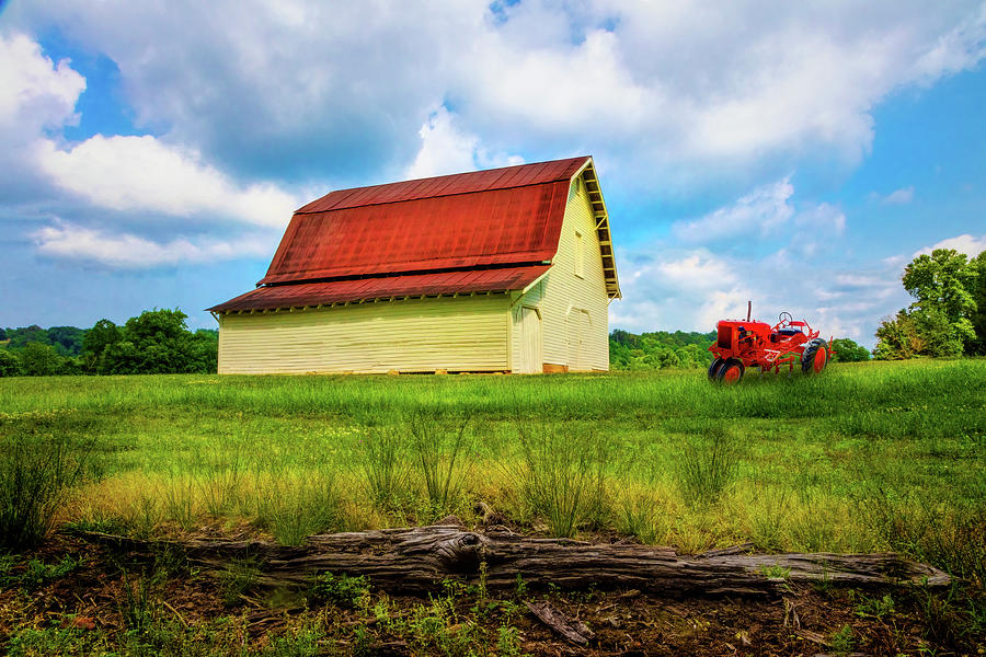 Red Roof Barn and Red Tractor Photograph by Debra and Dave Vanderlaan