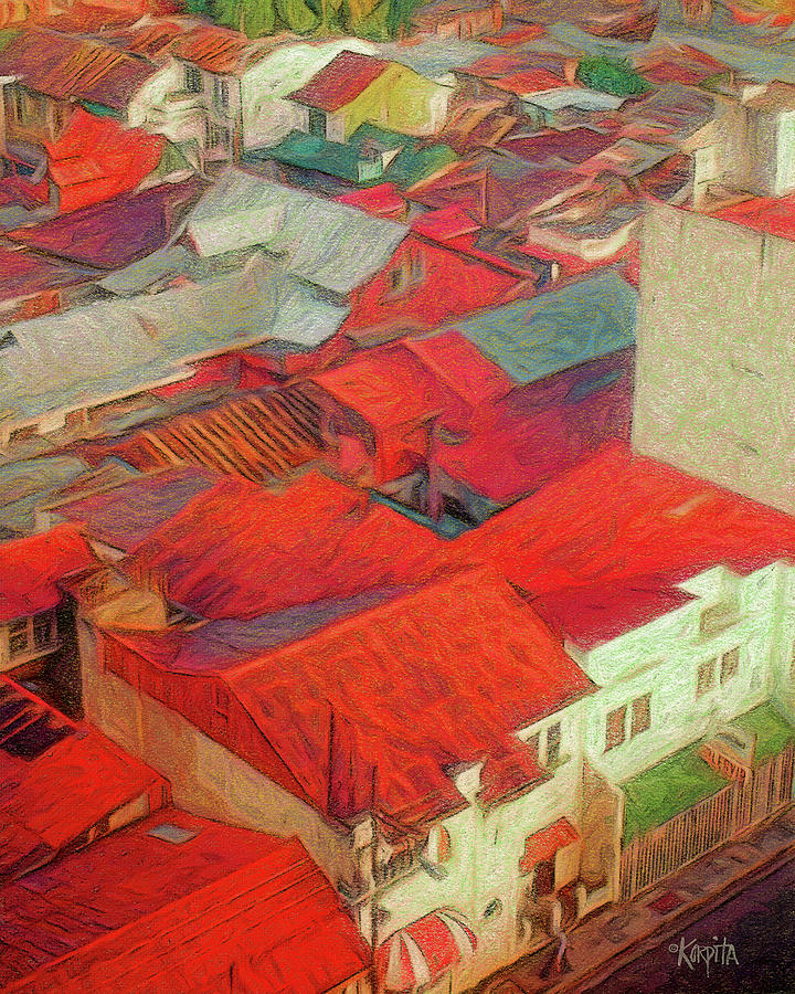Red Roofs - Costa Rica Digital Art by Rebecca Korpita