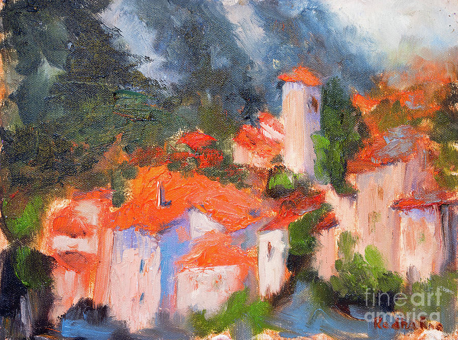 Red Roofs II Painting by Radha Rao