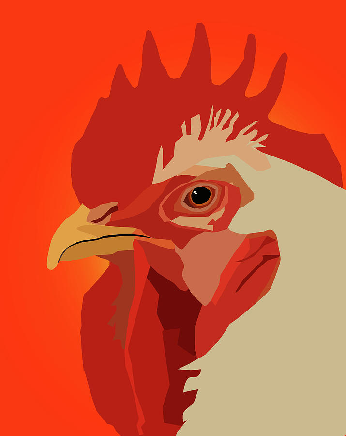Red Rooster Digital Poly Digital Art by Dan Sproul