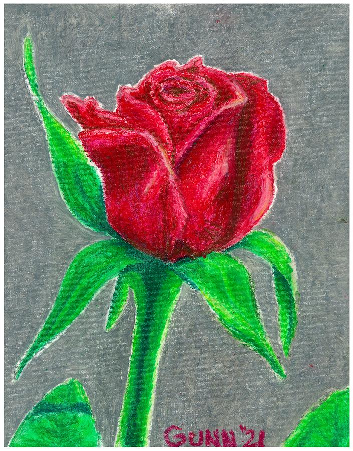 Red Rose 1 Pastel by Katrina Gunn