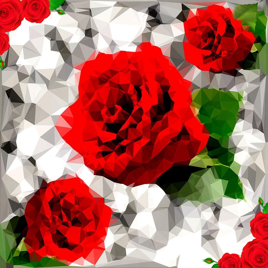 Red Rose and Roses Digital Art by Gayle Price Thomas