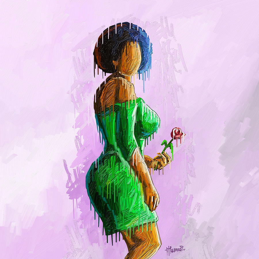 Red Rose Painting by Anthony Mwangi