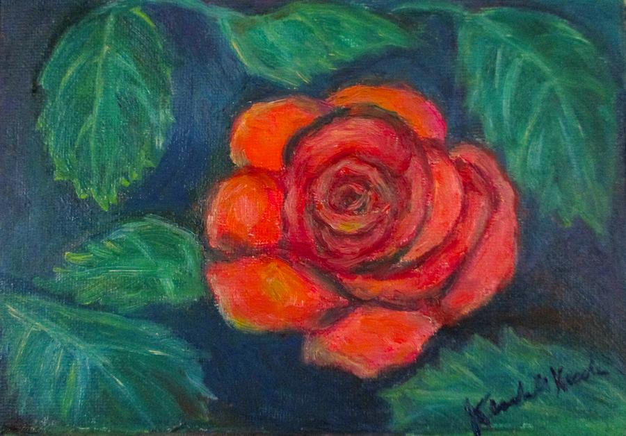 Nature Painting - Red Rose Beauty by Kendall Kessler